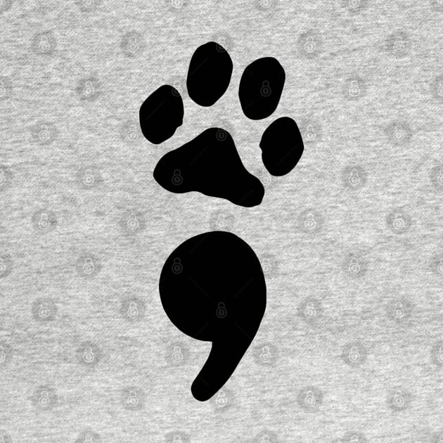 semicolon paw print (black) by mystudiocreate